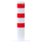 Barrier bollard | Steel tube  193 x 3.6 mm | stationary | for dowel fixing | hot-dip galvanized and white coatedwith three red reflecting stripes | total length: 1000 mm | with welded steel cap